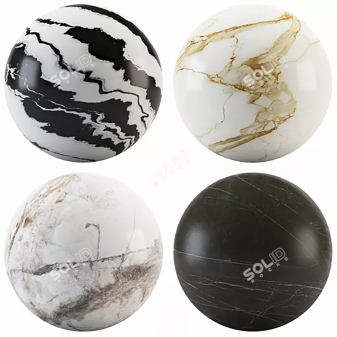 Marble Collection: Gold Calacatta, Panda, Invisible Gray, Negresco 3D model image 1
