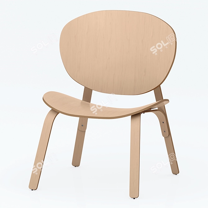 Contemporary Oak Armchair 3D model image 3