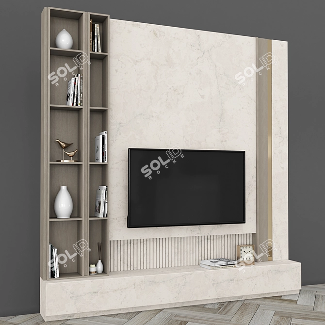 Elegant TV Wall Set with 50" Screen 3D model image 3
