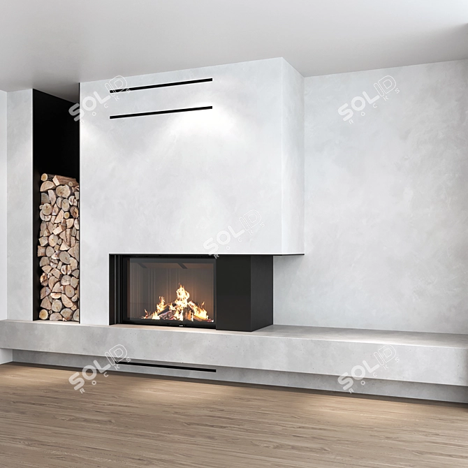 Decorative Wall & Fireplace Set 3D model image 2