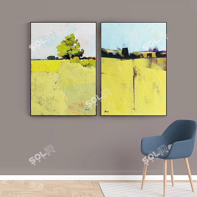 Modern Abstract Photo Frame Set 3D model image 3