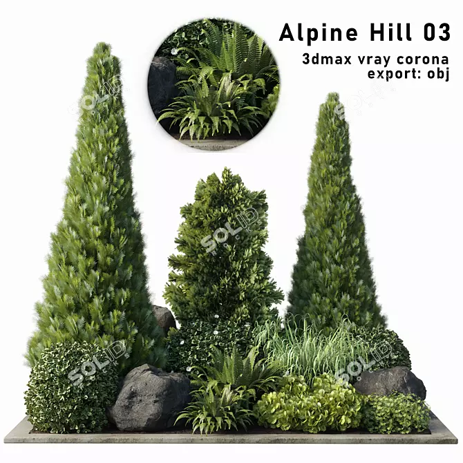 Alpine Hill 03 Outdoor Rectangle 3D model image 1