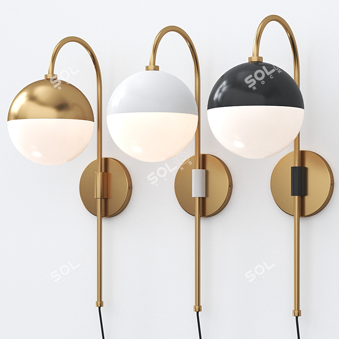 Vintage Globe Swing Arm Sconce 3D model image 2