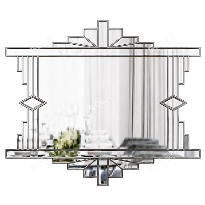 Elegant Silver Trim Mirror: Mia Original Art Deco Over Mantle 3D model image 1