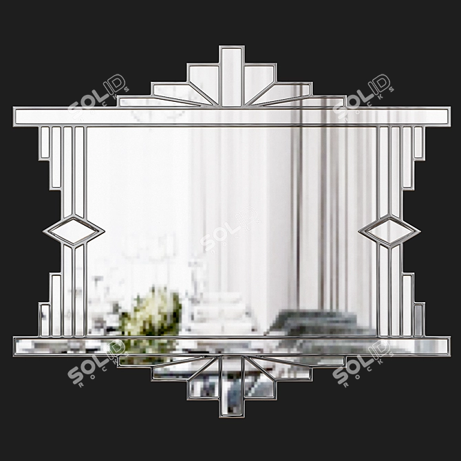 Elegant Silver Trim Mirror: Mia Original Art Deco Over Mantle 3D model image 2