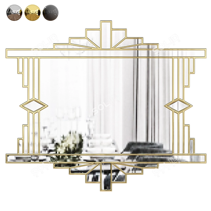 Elegant Silver Trim Mirror: Mia Original Art Deco Over Mantle 3D model image 4