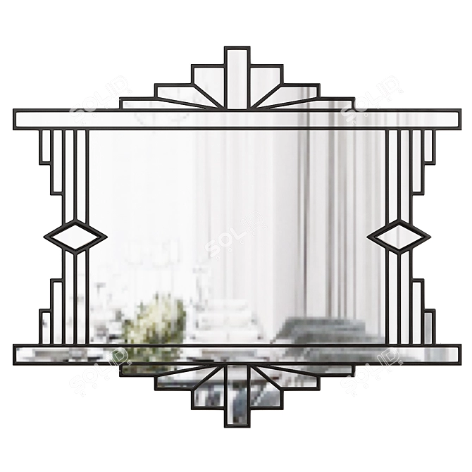 Elegant Silver Trim Mirror: Mia Original Art Deco Over Mantle 3D model image 5