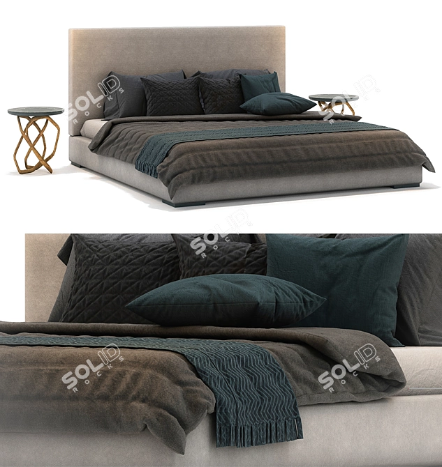 Modern Bed with Vray Render 3D model image 1