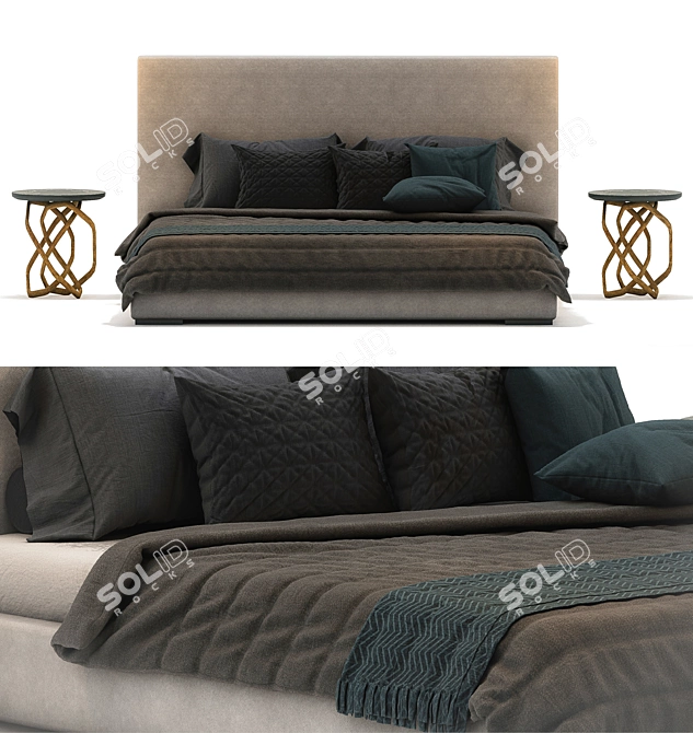 Modern Bed with Vray Render 3D model image 2