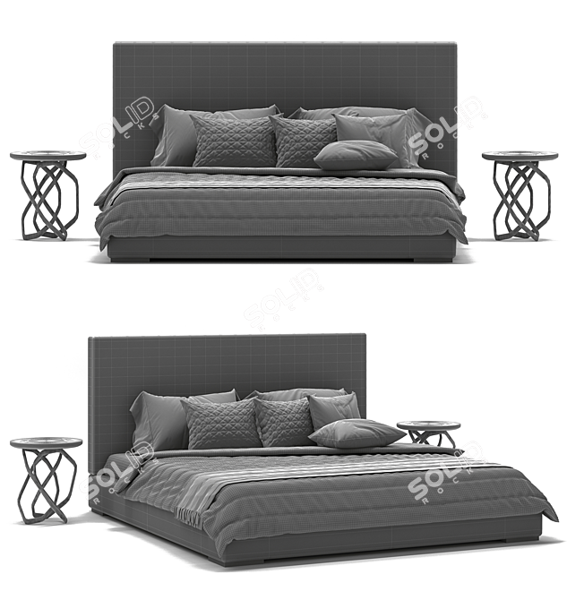 Modern Bed with Vray Render 3D model image 4
