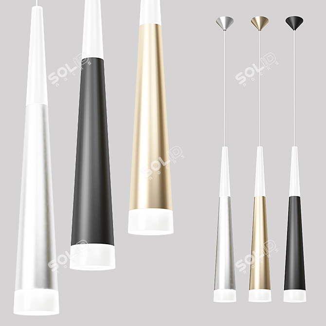 Modern Conical LED Pendant Light 3D model image 1