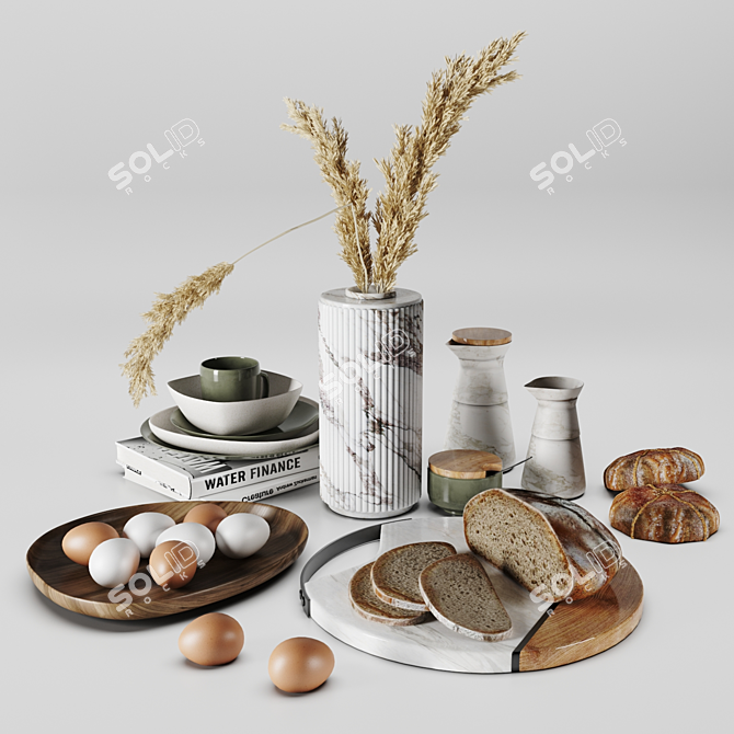 Modern Kitchen Accessory Set 3D model image 1