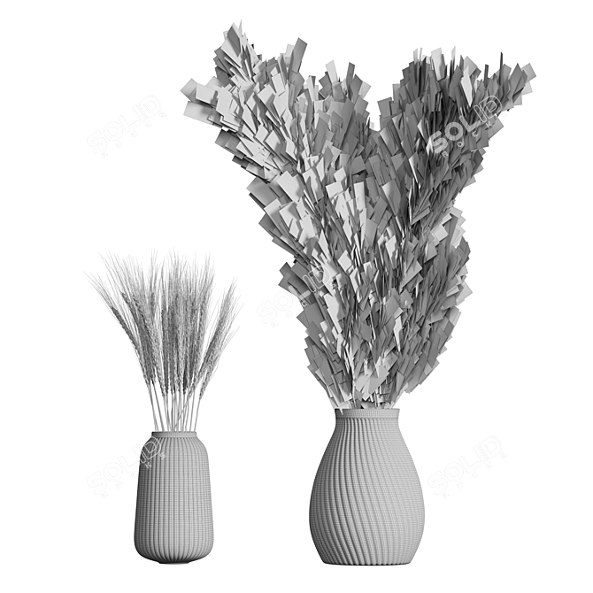 Elegant Dried Wheat & Pampas Set 3D model image 4