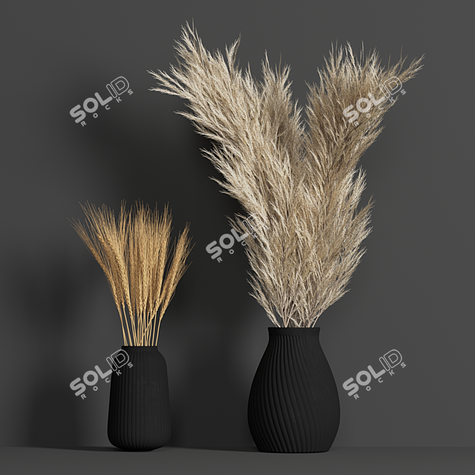 Elegant Dried Wheat & Pampas Set 3D model image 5