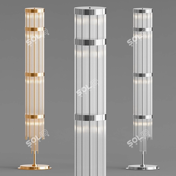 Elegant Brass Glass Floor Lamp 3D model image 2