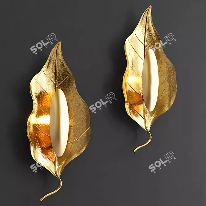 Golden Leaf Wall Lamp 3D model image 3