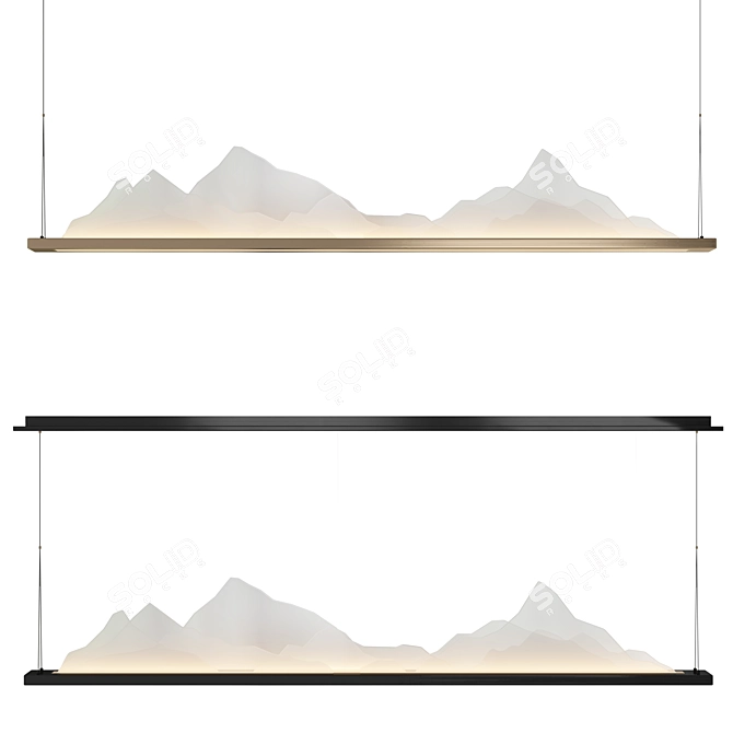 Rustic Mountain LED Chandelier 3D model image 1