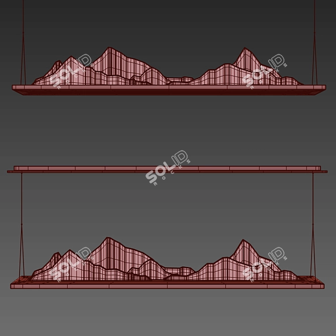 Rustic Mountain LED Chandelier 3D model image 2