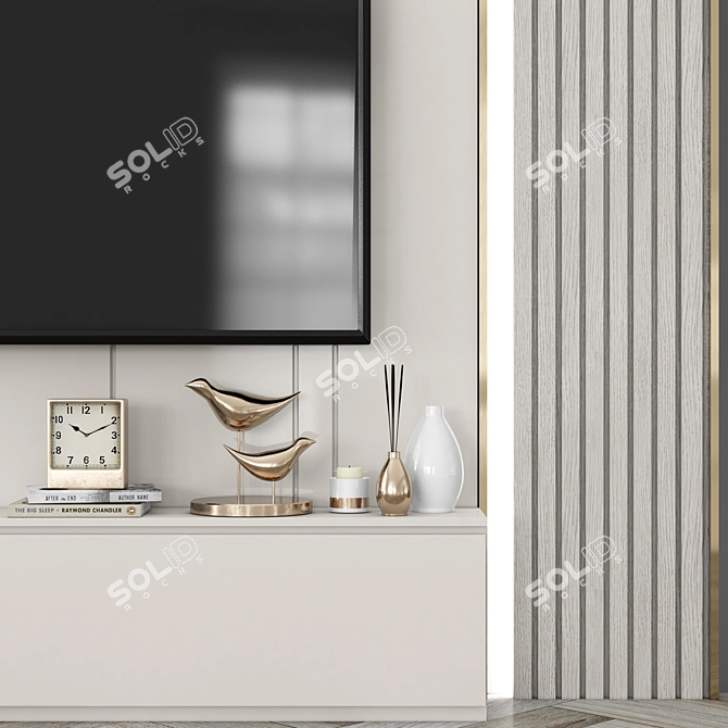 Sleek TV Wall Set - Modern Design for 65 inch TV 3D model image 3