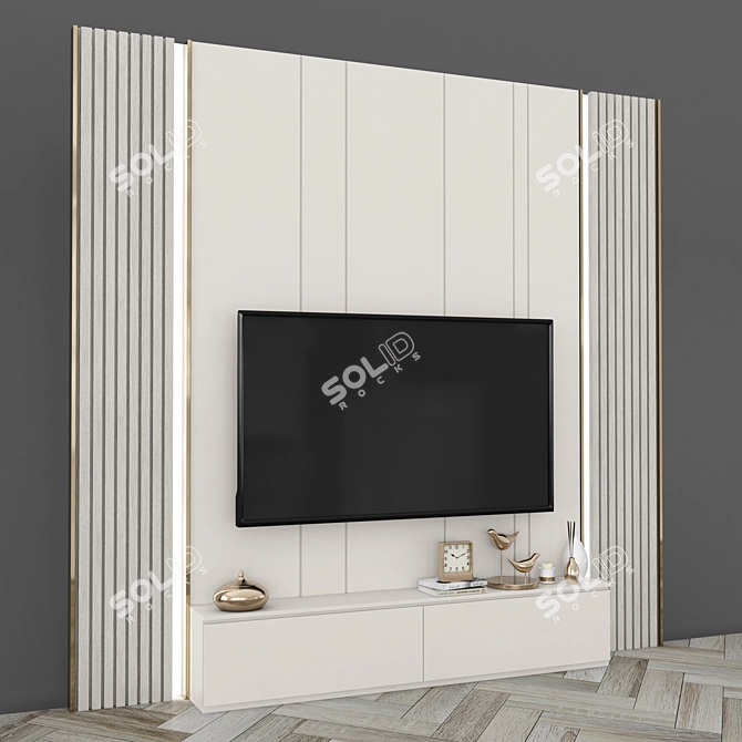 Sleek TV Wall Set - Modern Design for 65 inch TV 3D model image 4