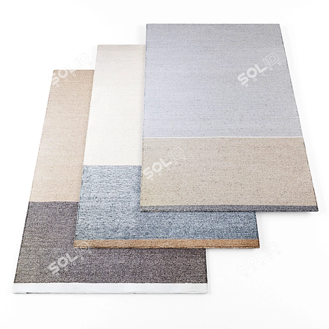 Modern Rugs Set: 4 Pieces 3D model image 1