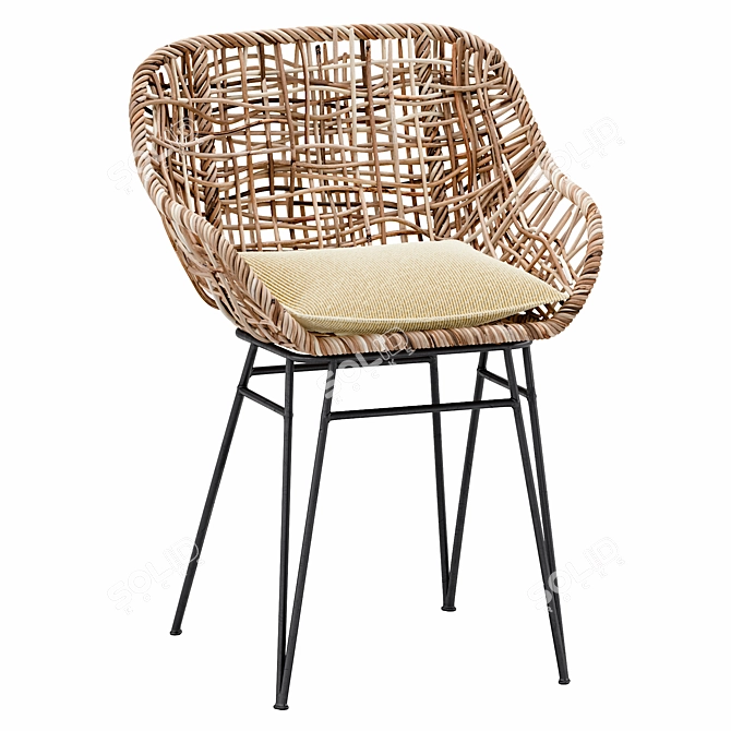 Rustic Bamboo Chair 3D model image 1