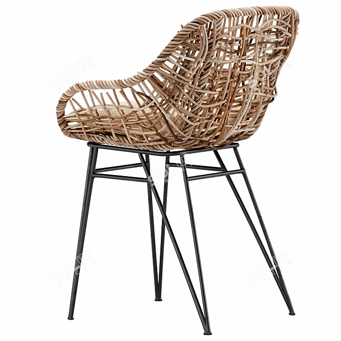 Rustic Bamboo Chair 3D model image 3