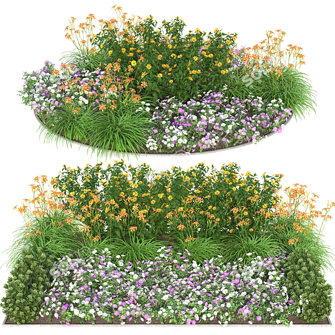 Flower Garden Delight: Vibrant Blooms for Your Home 3D model image 1