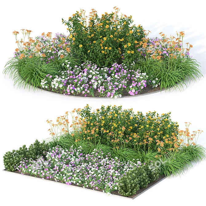 Flower Garden Delight: Vibrant Blooms for Your Home 3D model image 2
