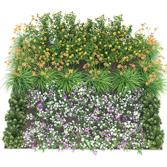 Flower Garden Delight: Vibrant Blooms for Your Home 3D model image 3