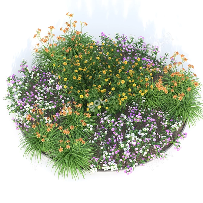 Flower Garden Delight: Vibrant Blooms for Your Home 3D model image 4