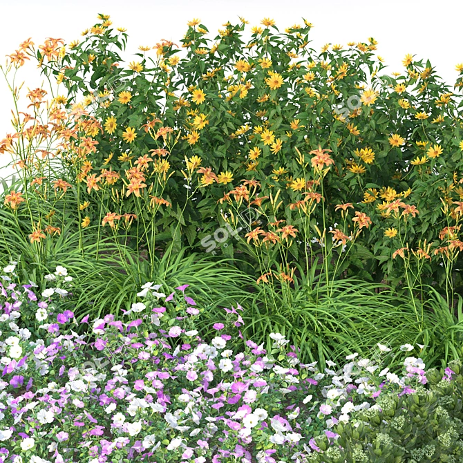 Flower Garden Delight: Vibrant Blooms for Your Home 3D model image 6