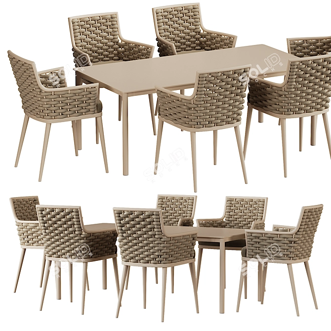 Elegant Outdoor Dining Set 3D model image 2