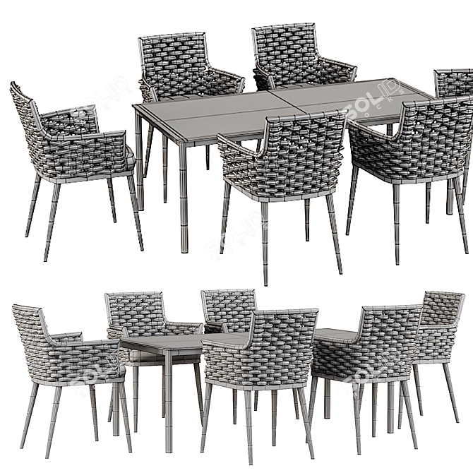 Elegant Outdoor Dining Set 3D model image 4