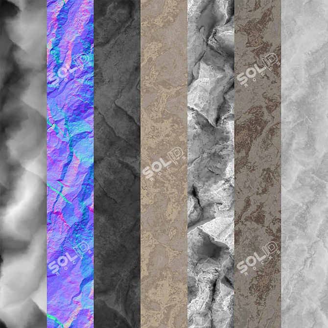 Seamless Rock Cliff Wall Textures 3D model image 2