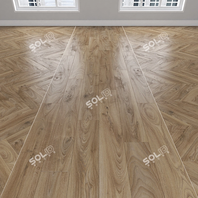 Oak Parquet: Herringbone, Linear, Chevron 3D model image 1