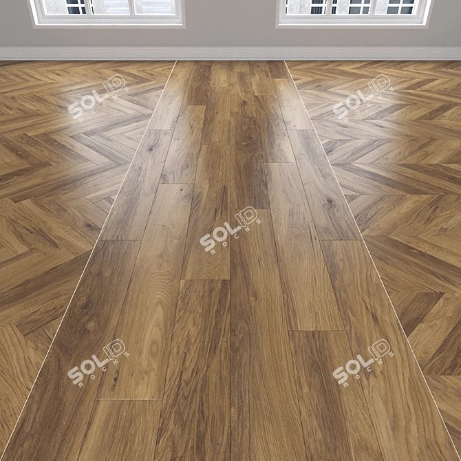 Versatile Oak Parquet: Herringbone, Linear, Chevron 3D model image 1