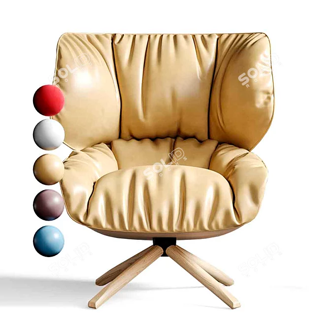 Title: Tabano Swivel Chair: Comfortable Design with Wide Arms 3D model image 4