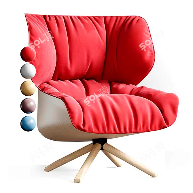 Title: Tabano Swivel Chair: Comfortable Design with Wide Arms 3D model image 7