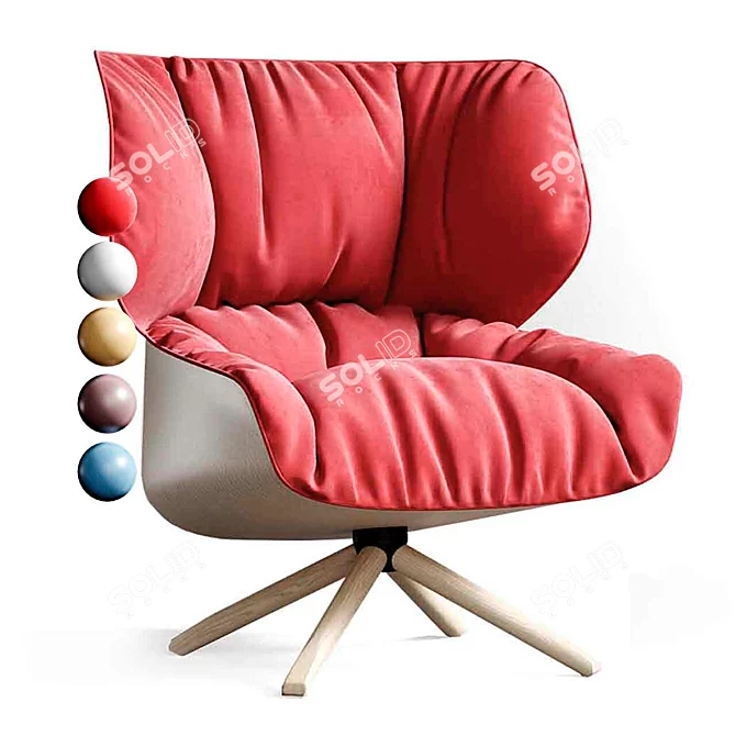 Title: Tabano Swivel Chair: Comfortable Design with Wide Arms 3D model image 9