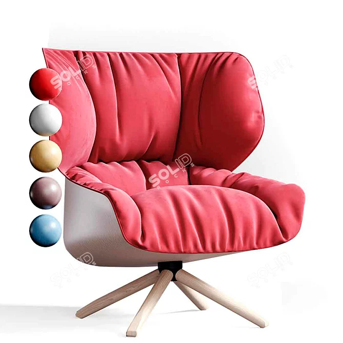 Title: Tabano Swivel Chair: Comfortable Design with Wide Arms 3D model image 10