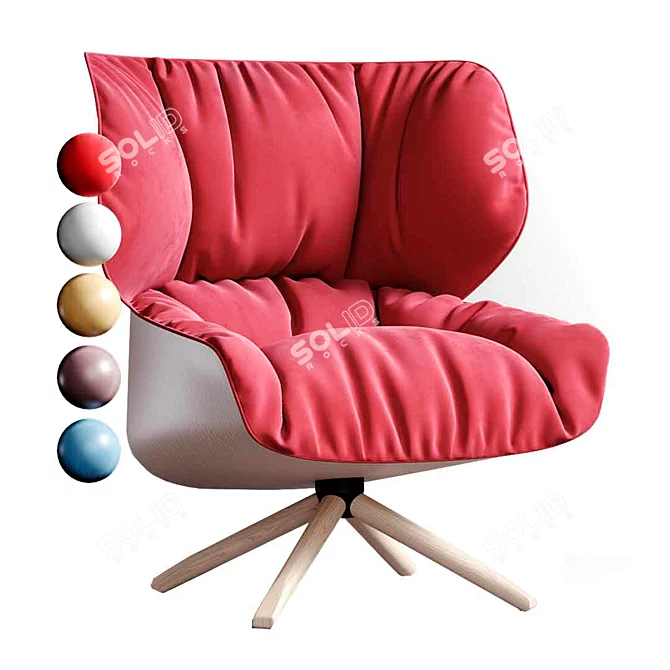 Title: Tabano Swivel Chair: Comfortable Design with Wide Arms 3D model image 11