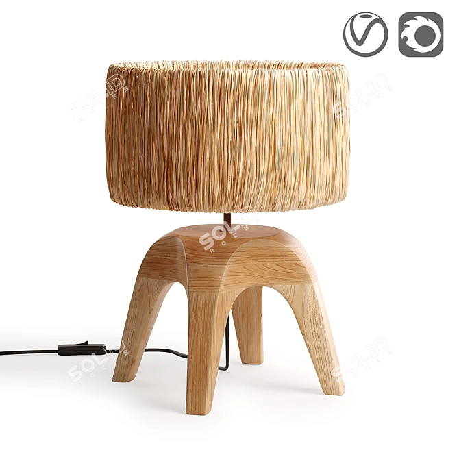 Minimalist Natural Leonti Lamp 3D model image 1