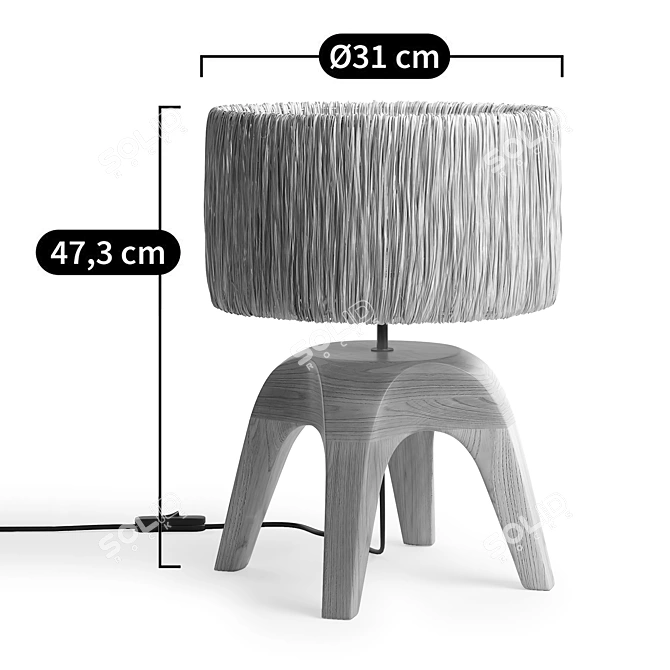 Minimalist Natural Leonti Lamp 3D model image 5