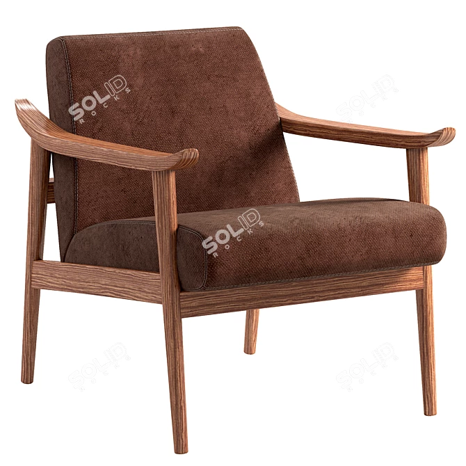 Modern Leather Show Wood Chair 3D model image 1