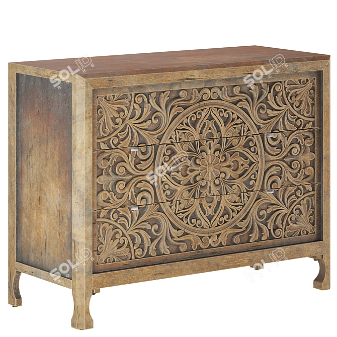 La Grange Lockhart Three-Drawer Sideboard 3D model image 7