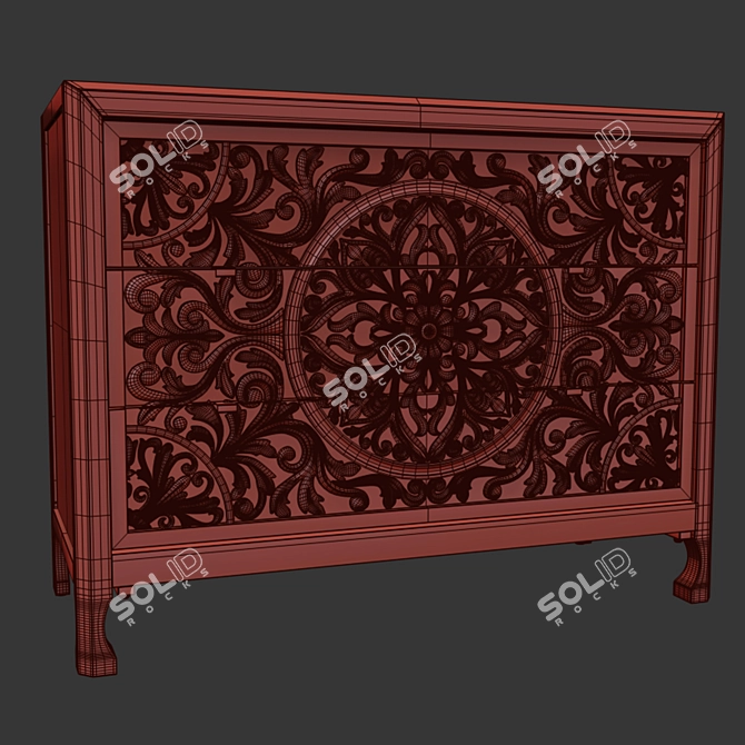 La Grange Lockhart Three-Drawer Sideboard 3D model image 13