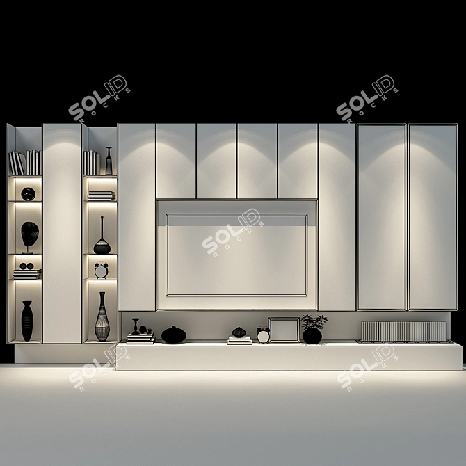 Sleek TV Wall Set 215: Stylish & Functional 3D model image 2