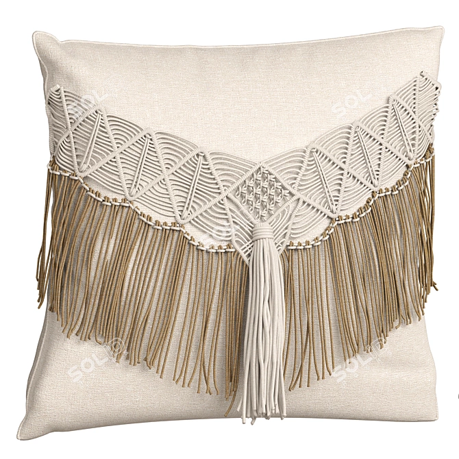 Boho Bliss Macrame Cushion Set 3D model image 4