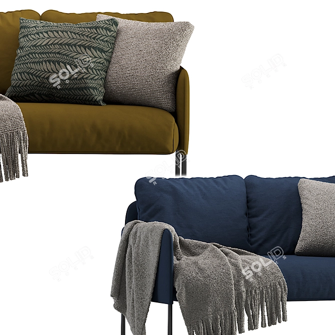 Glostad Classic Blue 2-Seater Sofa 3D model image 6